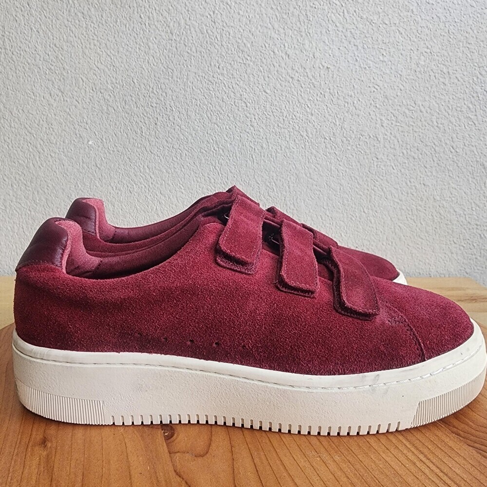 Sandro Shoes Womens Size 7.5 Red Suede Anita Strap Platform Sneakers